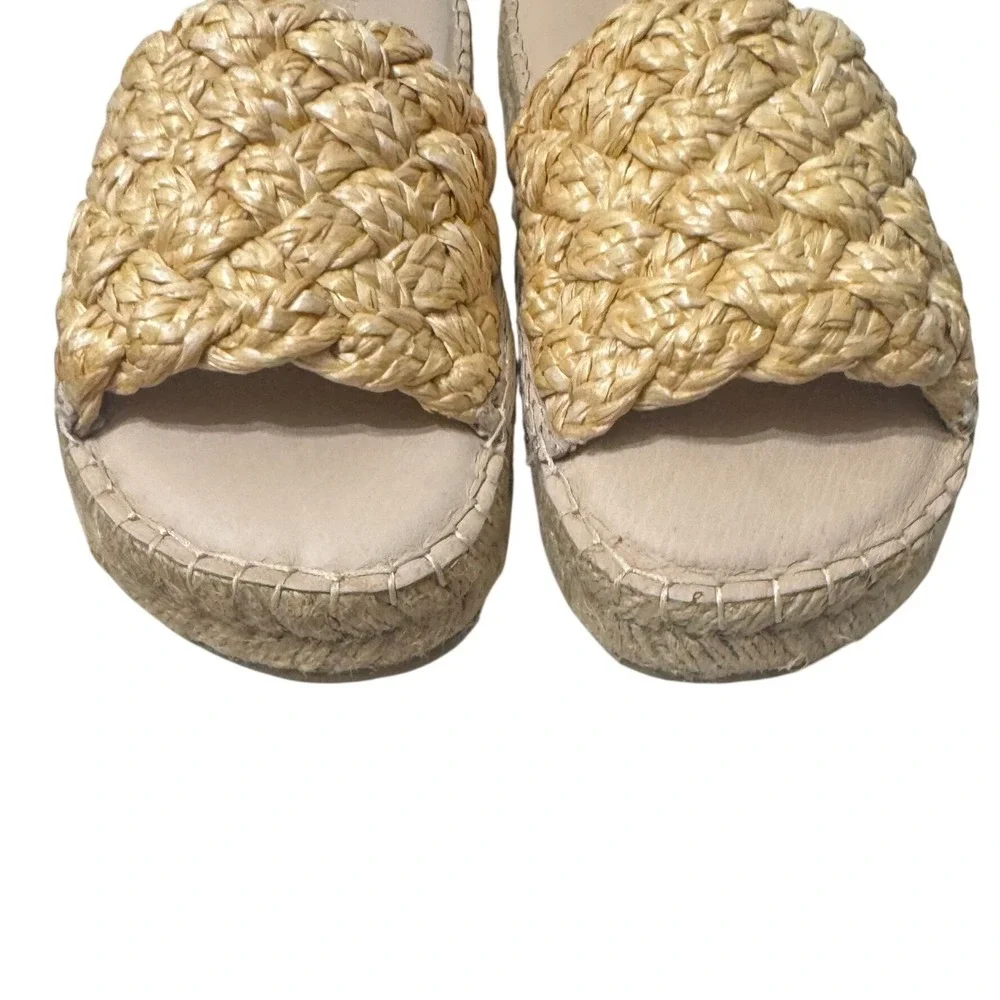 Chocolat Blu Espadrille Slide Sandals Womens 7 Natural Tan Excellent Woven Straw